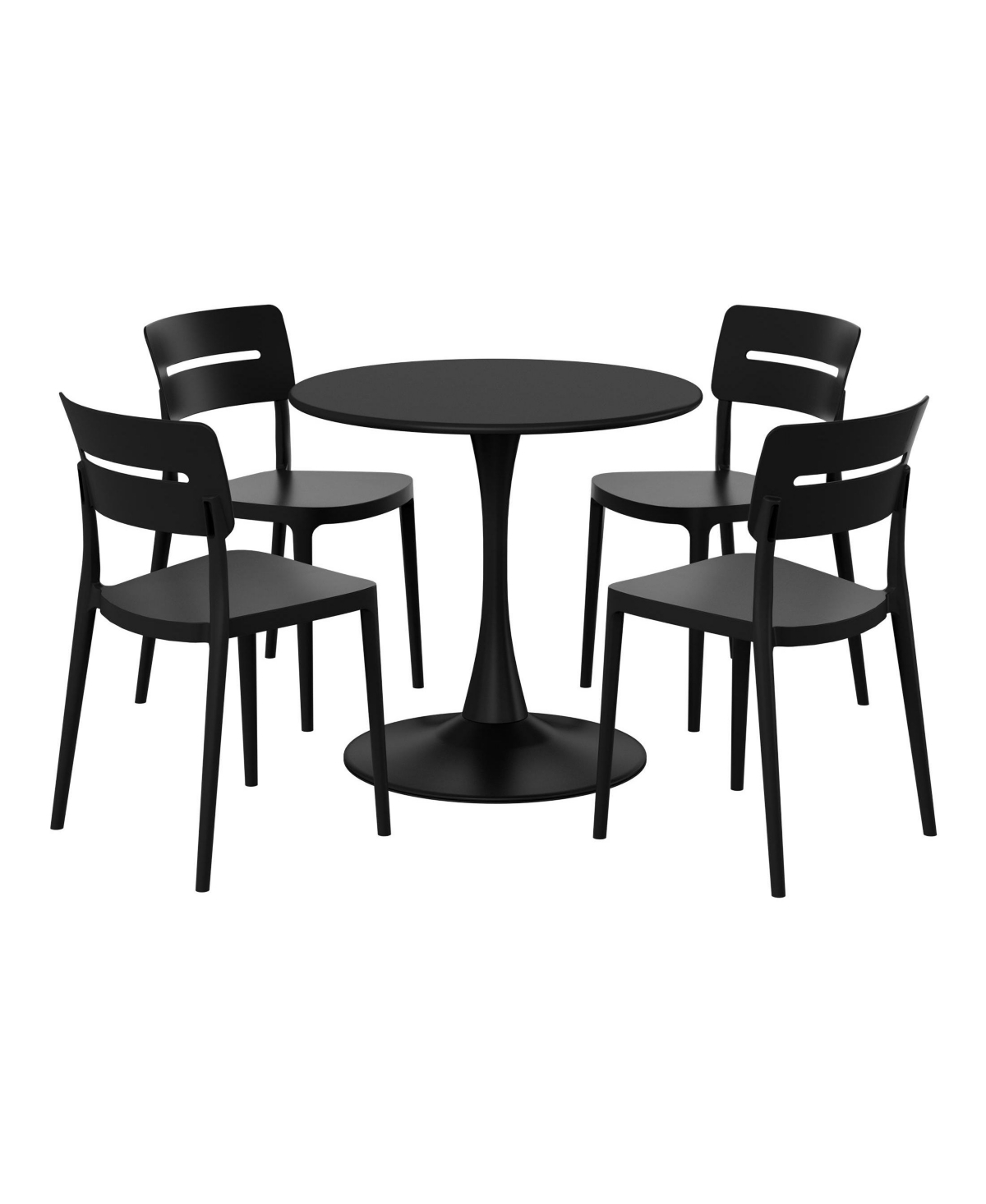 WestinTrends 5-Piece Outdoor Indoor Round Metal Patio Dining Table Set With Stackable Chairs