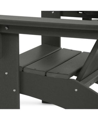 Kids Outdoor HDPE Plastic Adirondack Patio Chairs with Cup Holders (Set of 2)