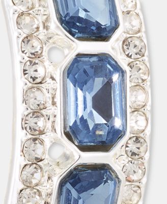 Small Pav&eacute; & Emerald-Cut Stone Hoop Earrings, 0.6"