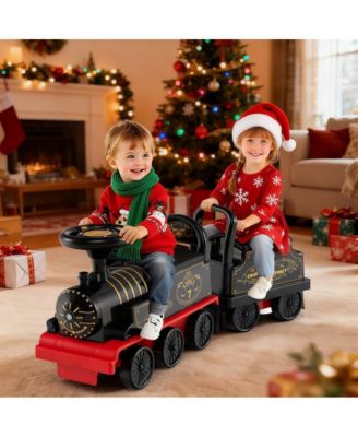 Electric Ride On Train with Detachable Carriage and Interactive Sounds for Kids