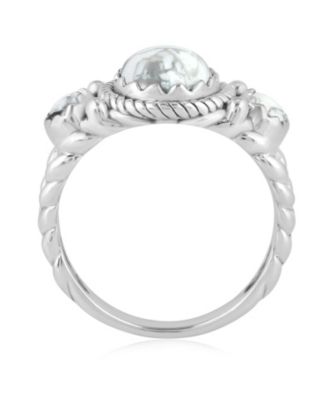 Sterling Silver White Howlite 3-Stone Ring, Sizes 5 to 11