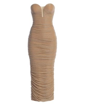 Women's Metallic Mesh Maxi Dress