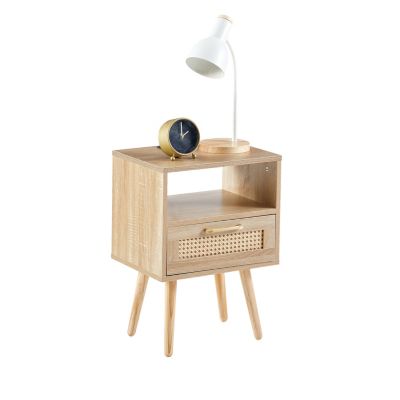 Modern Nightstand with Outlet, USB, Drawer