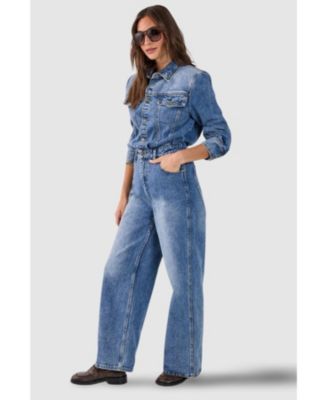 Women's Denim Shoulder Pad Boilersuit