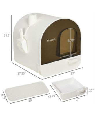 Covered Cat Litter Box with Lid, Tray & Filter - Indoor Cat Litter Pan with Scoop, 17x17x18.5"