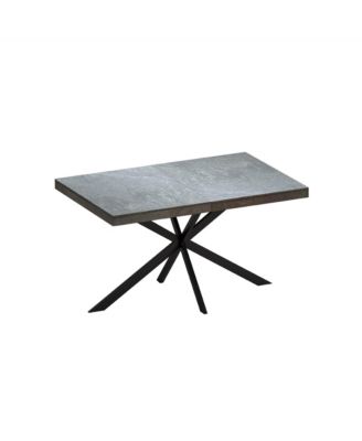 Retro Stretch Dining Table with Storage Box, Stone Top
