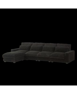  L-Shaped Sofa with Cup Holder, Footrest & Pillows (USB/Type-C Ports)