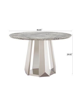 47" Round Faux Marble Stainless Steel Base Dining Table