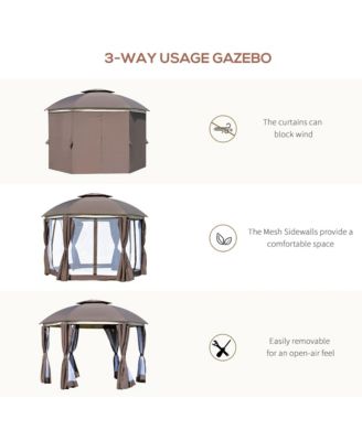 12' x 12' Round Outdoor Patio Gazebo Canopy with 2-Tier Roof,
