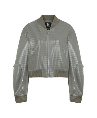 Women's Faux Leather Bomber Jacket