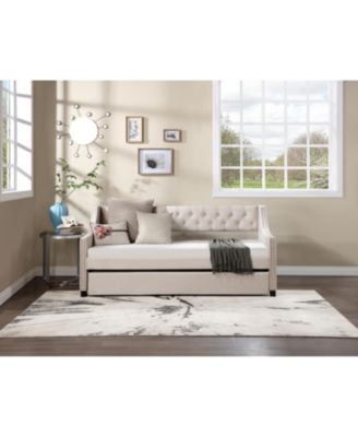 Full Size Wood Daybed with Hideaway Trundle for Kids/Guest Room