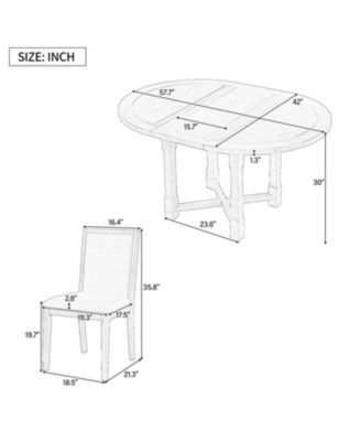 5-Piece Extendable Round Dining Set with Upholstered Chairs