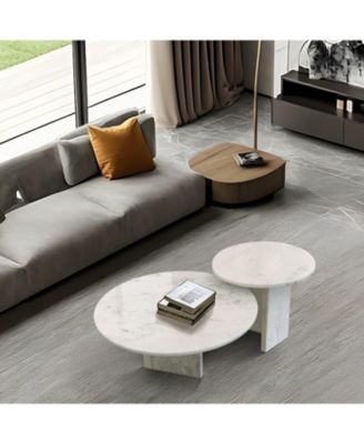 Streamdale White Marble Coffee Table Set - Living Room Tables