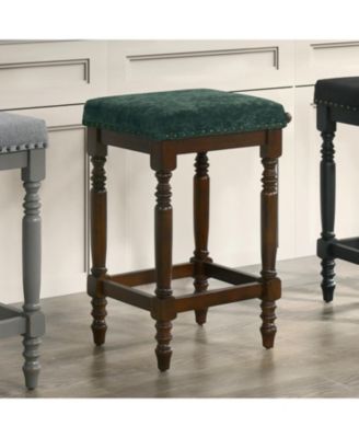 Streamdale Rustic Walnut Counter Stools (Set of 2) - 26 Inch, Padded Seat