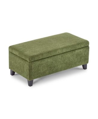  Green Boucle Storage Ottoman with Flip-Top Lid