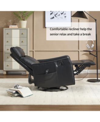 Faux Leather Massage Recliner Rocker Swivel Chair