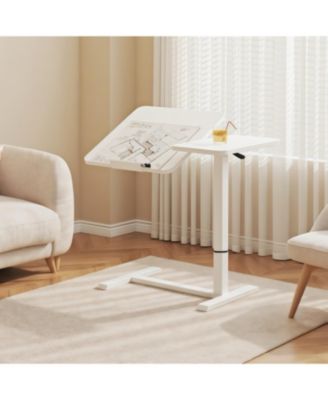 Streamdale Rolling Overbed Laptop Desk - Adjustable, Tilting - White