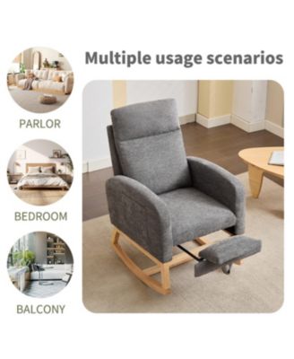 Teddy Rocking Chair with Wood Legs & Side Pocket