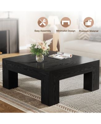 39.4-Inch Square Coffee Table for Living Room, Farmhouse All MDF Accent Center Cocktail Table