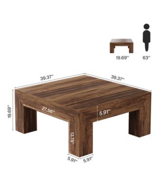 39.4-Inch Square Coffee Table for Living Room, Farmhouse All MDF Accent Center Cocktail Table