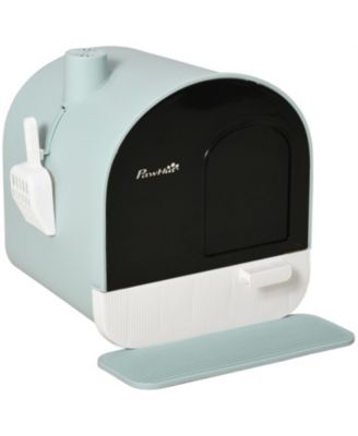 Green Covered Cat Litter Box with Lid - Includes Removable Tray, 17" x 17" x 18.5" for Indoor Cat