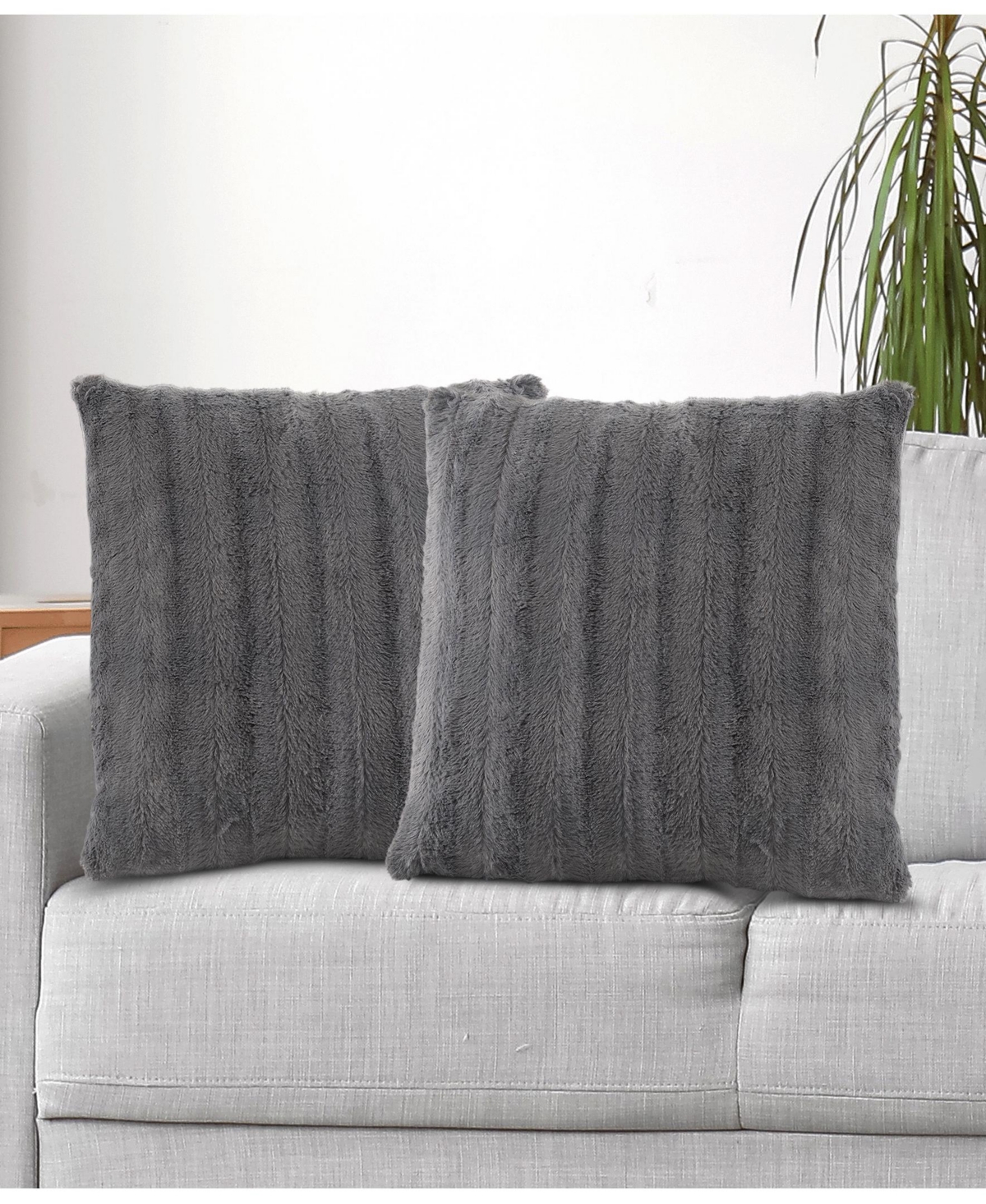 Cheer Collection Faux-Fur 2-Pack Decorative Pillows