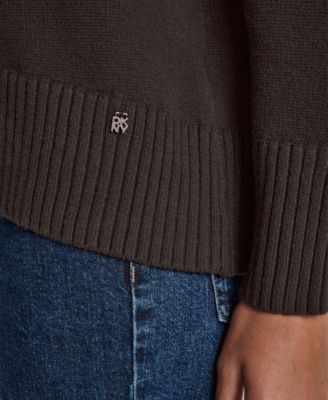 Women's Mock Neck Curved Hem Sweater