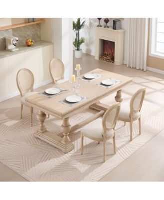 French Country Rattan Back Dining Chairs - Set of 2