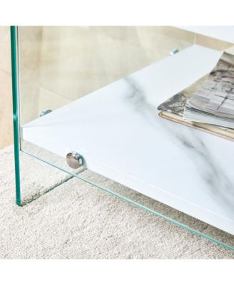 Streamdale Glass and MDF Bedside Table with Drawers