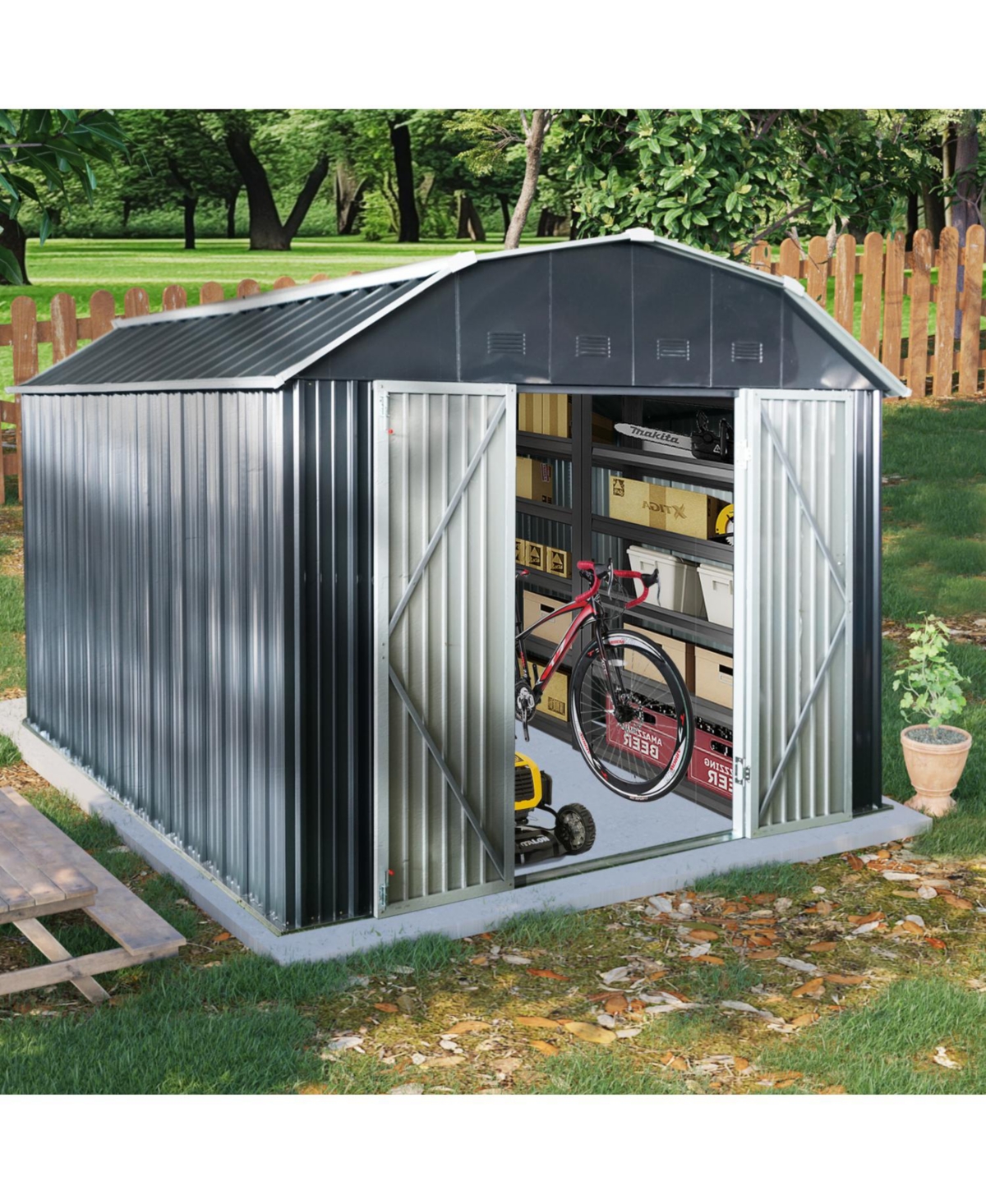 Streamdale Furniture 10'x12' Metal Storage Shed with Lockable Doors
