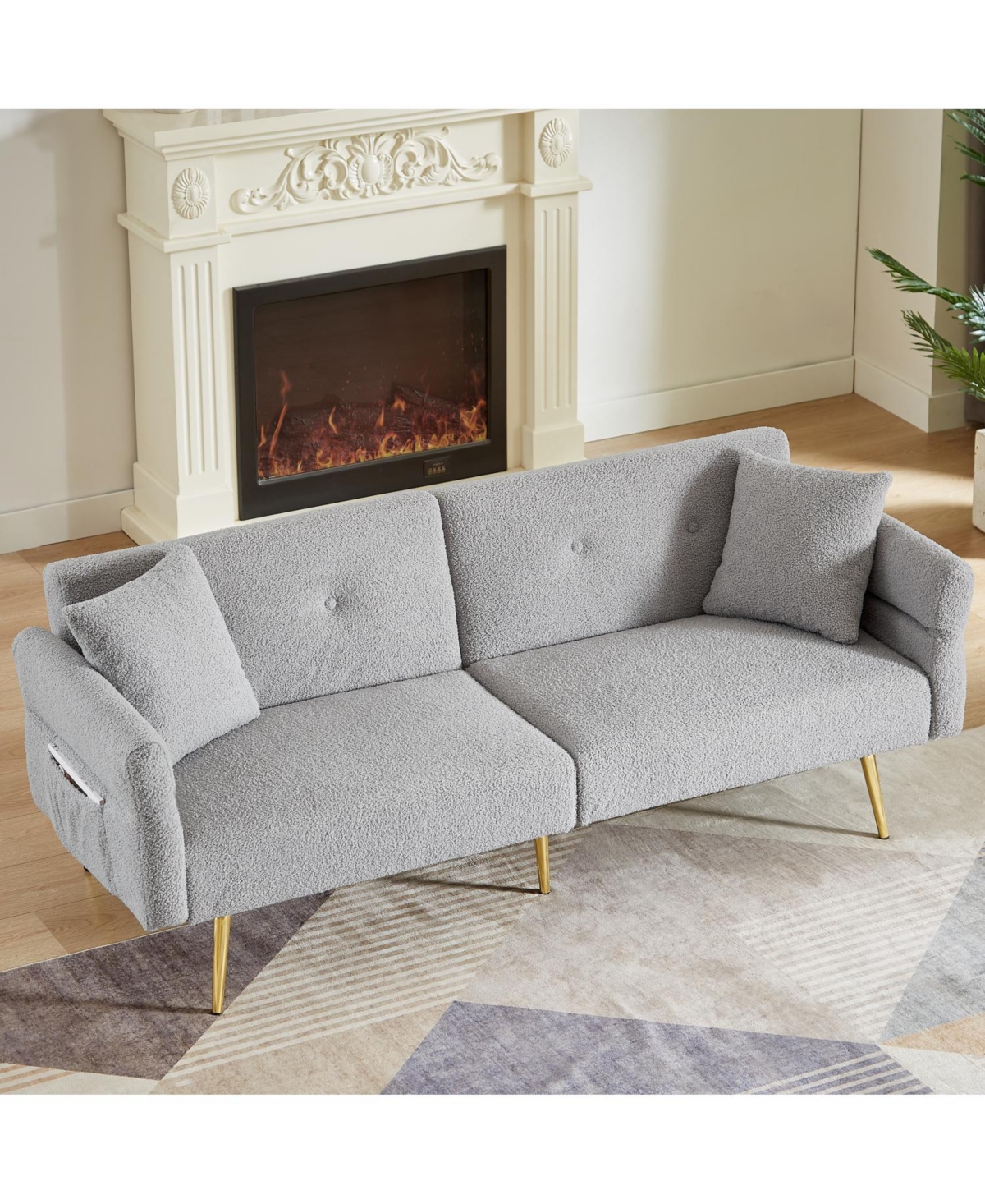 Streamdale Furniture Teddy Upholstered Loveseat Sofa Bed with Adjustable Back