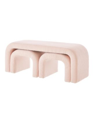 U-Shaped Teddy Ottoman Bench Set of 3- Pink