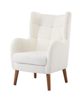 Streamdale White Teddy Fabric Accent Chair