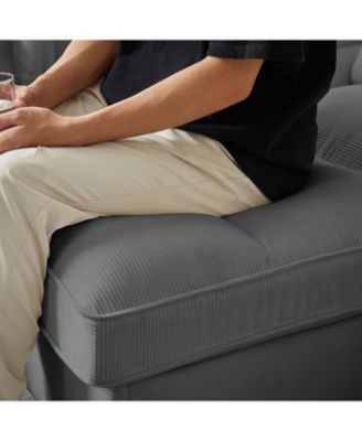 120" Corduroy Sectional Sofa Bed w/Storage, U-Shape, 4-Seater, Cup Holders