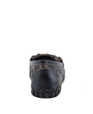 L’Artiste Women’s DELAVIGNE Handpainted Floral Loafers with Gold Bit Accent, Cushioned Insole & Flexible Sole