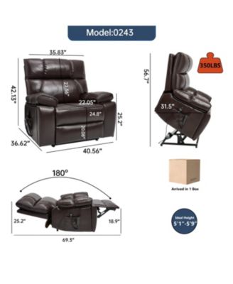 Streamdale Brown Leatheraire Power Lift Recliner with Heat & Massage