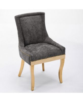 Streamdale Chenille Dining Chairs, Gold Legs, Rivet Trim,   Set of 2