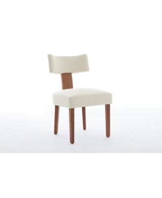 Streamdale Linen Fabric Armless Dining Chairs, Curved Back, Wood Legs, (Set of 2)