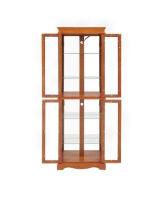 Streamdale Lighted Glass Curio Cabinet - Wood Frame, Oak