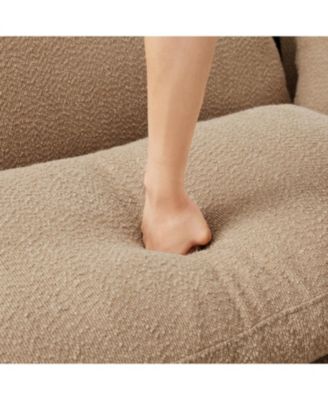 Boucle Convertible Sectional Sofa with Ottoman - Coffee