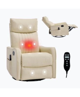 Faux Leather Heat Massage Manual Recliner Chair with Rocker & Swivel