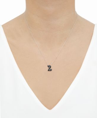 Diamond Accent Pendant Necklace (0.012 ct. t.w.) in Black Rhodium Plated Over Sterling Silver