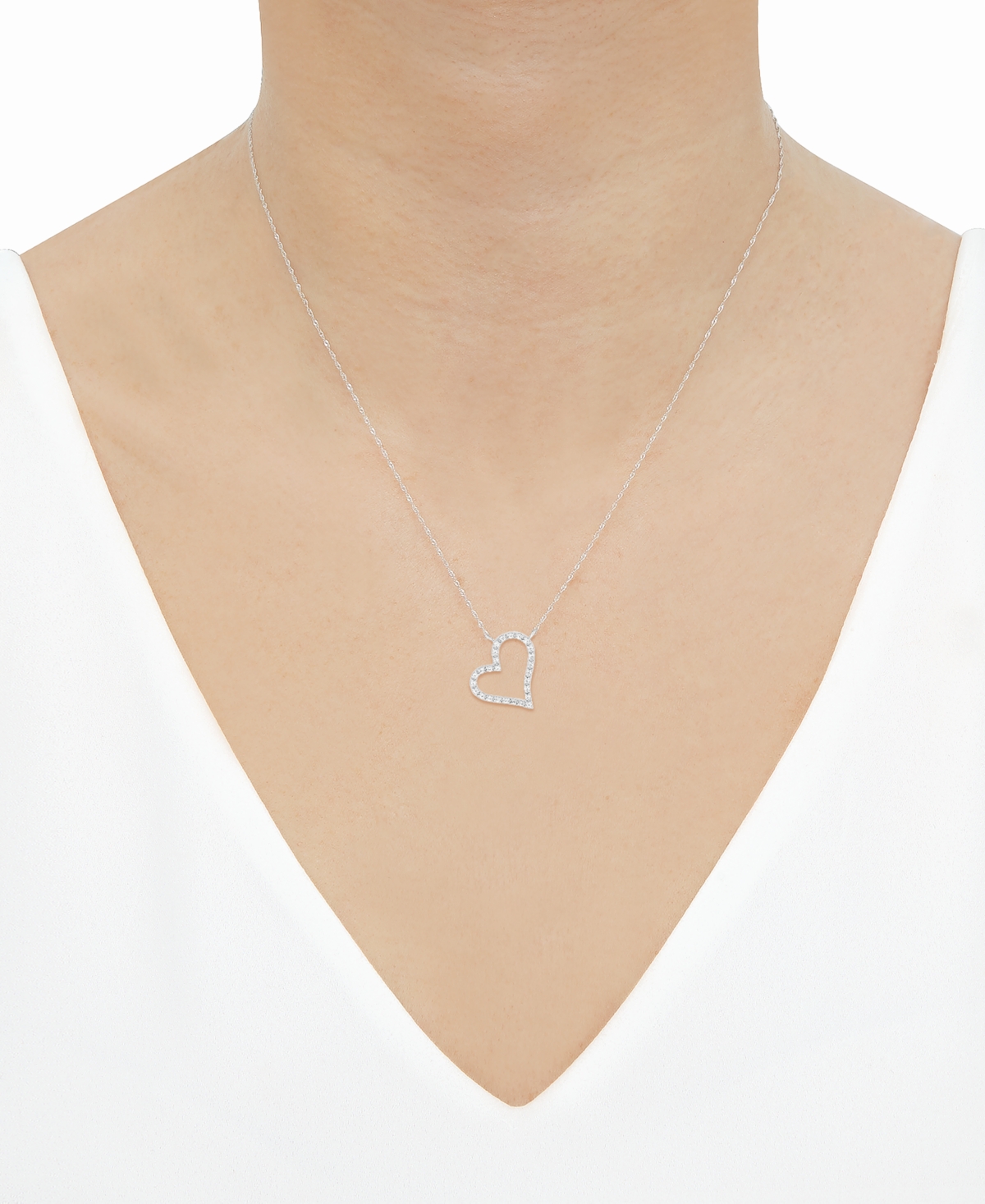 Macy's Diamond Pendant Necklace (1/10 ct. t.w.) in Sterling Silver and Rhodium