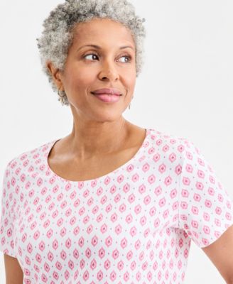 Petite Short-Sleeve Scoop Neck Knit Top