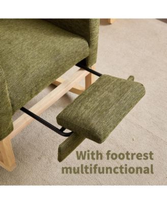 Teddy Rocking Chair with Wood Legs & Side Pocket