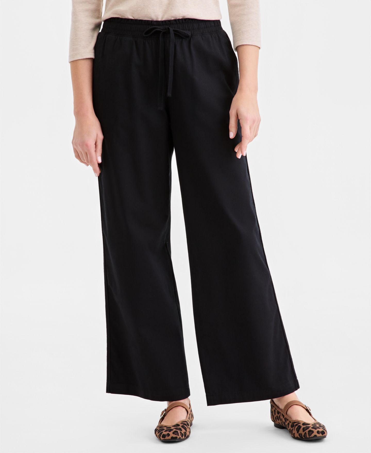 Женские брюки Style & Co Wide-Leg Pull-On, цвет: Глубокий чёрный — фото 3