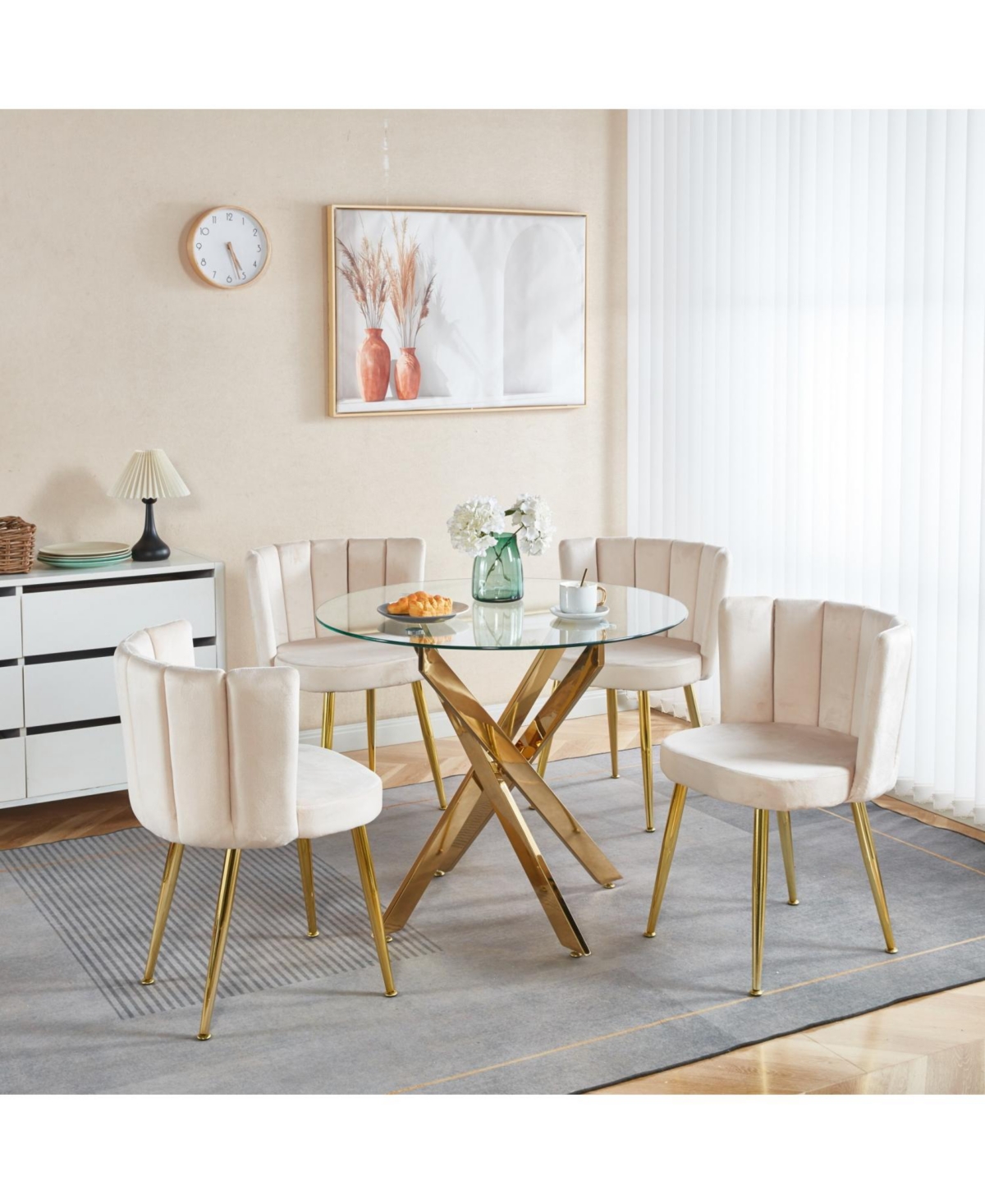 Streamdale Furniture Mid-Century Glass Top Dining Set