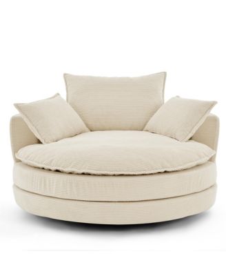 Swivel Barrel Chair with Pillows