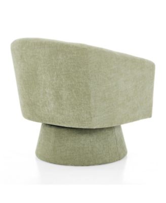 Chenille Swivel Accent Chair - 360 Rotating Barrel, Green