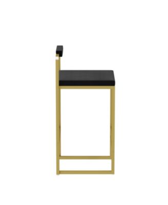 Velvet Counter Stools Set of 2, Low Back, Gold & Black